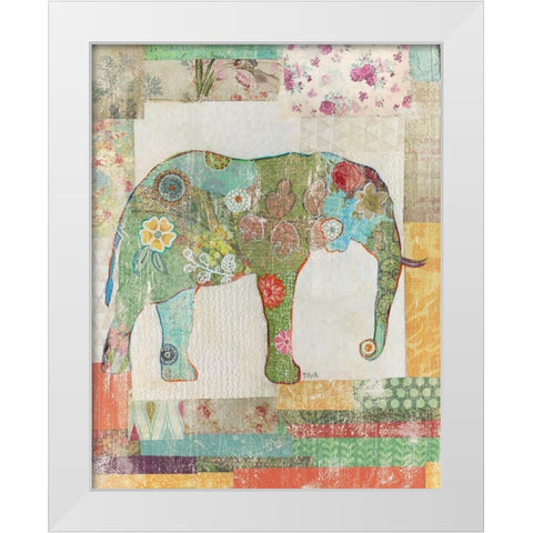 Elephant Montage White Modern Wood Framed Art Print by Tava Studios