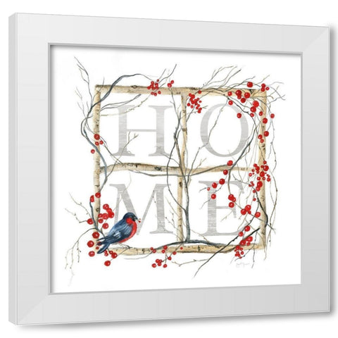 Home Bird Wreath White Modern Wood Framed Art Print by Tava Studios