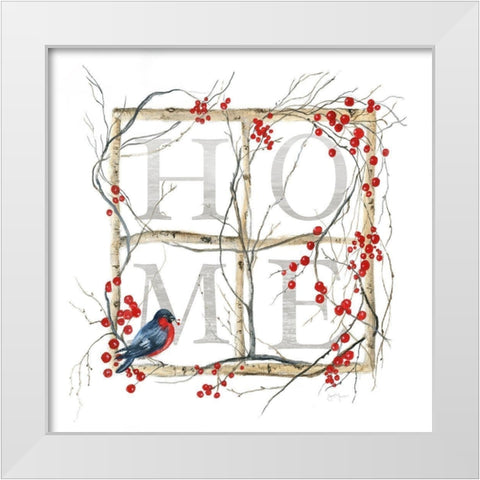 Home Bird Wreath White Modern Wood Framed Art Print by Tava Studios