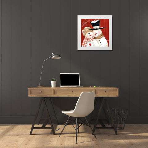 Frosty Love White Modern Wood Framed Art Print by Tava Studios