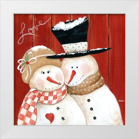 Frosty Love White Modern Wood Framed Art Print by Tava Studios