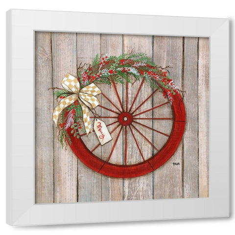 Christmas Wheel White Modern Wood Framed Art Print by Tava Studios