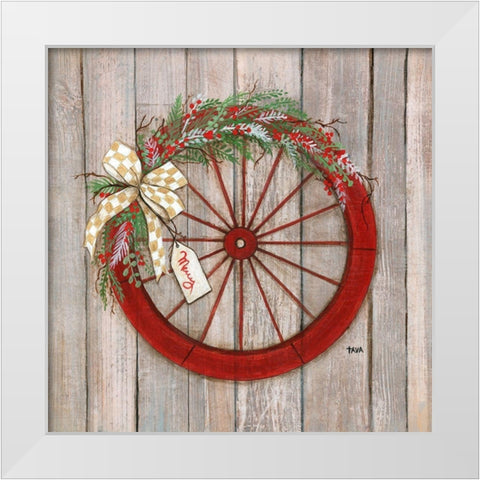 Christmas Wheel White Modern Wood Framed Art Print by Tava Studios