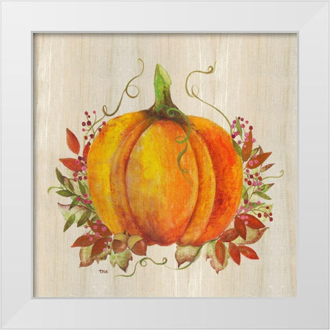 Pumpkin in Fall White Modern Wood Framed Art Print by Tava Studios
