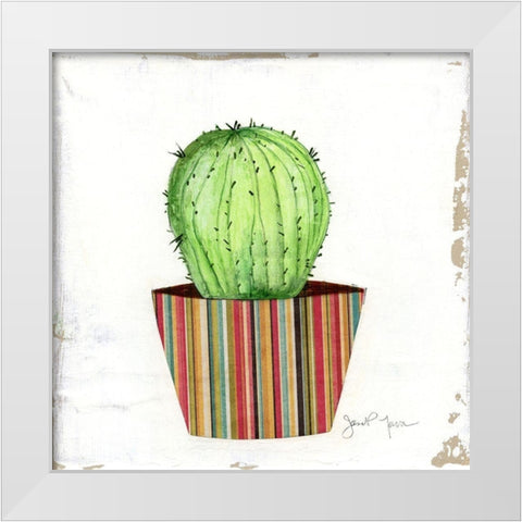 Boho Cacti III White Modern Wood Framed Art Print by Tava Studios
