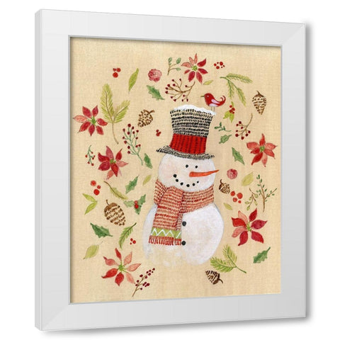 Holly Days Snowman White Modern Wood Framed Art Print by Tava Studios