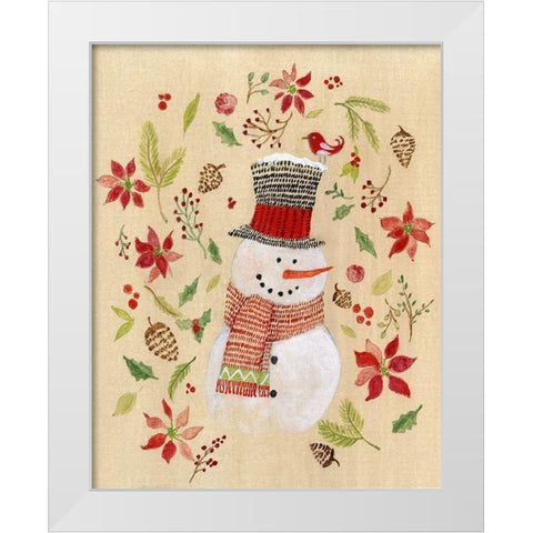 Holly Days Snowman White Modern Wood Framed Art Print by Tava Studios