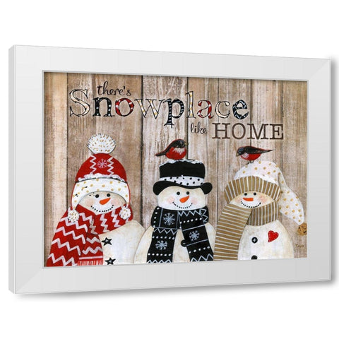Snowplace Like Home White Modern Wood Framed Art Print by Tava Studios