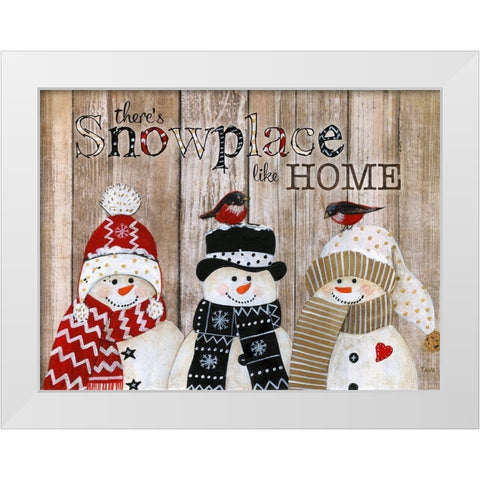 Snowplace Like Home White Modern Wood Framed Art Print by Tava Studios