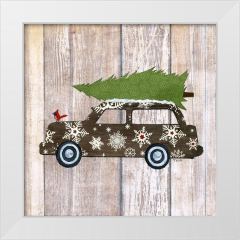 Classic Auto White Modern Wood Framed Art Print by Tava Studios