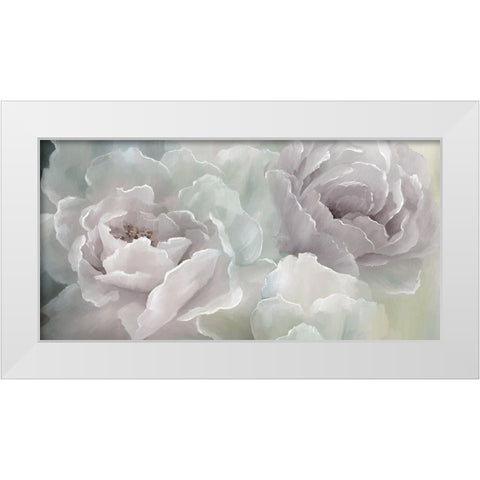 Peony Lace White Modern Wood Framed Art Print by Nan