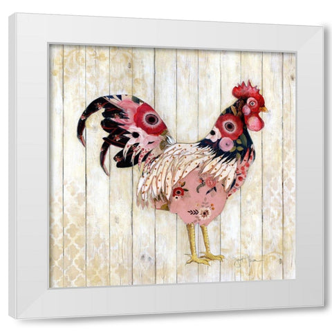 Pecking Order I White Modern Wood Framed Art Print by Tava Studios
