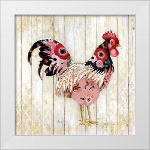 Pecking Order I White Modern Wood Framed Art Print by Tava Studios