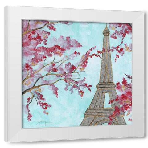 Springtime In Paris White Modern Wood Framed Art Print by Tava Studios