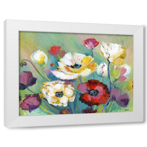 Alexs Garden White Modern Wood Framed Art Print by Tava Studios