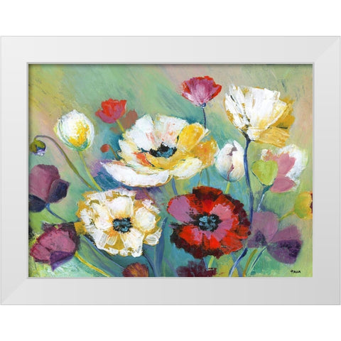 Alexs Garden White Modern Wood Framed Art Print by Tava Studios