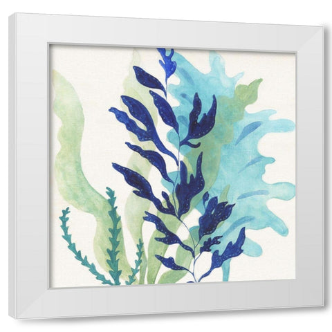 Blue Coral II White Modern Wood Framed Art Print by Tava Studios