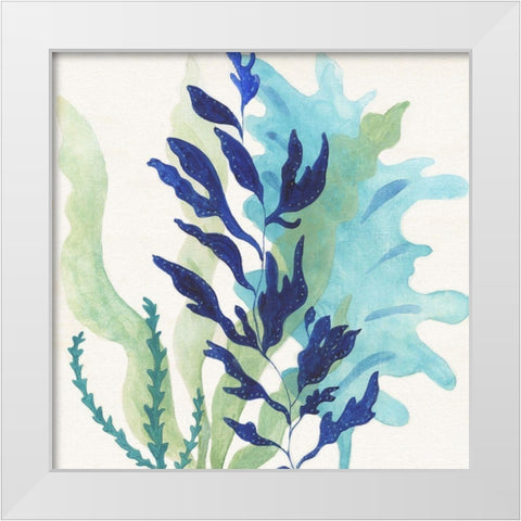 Blue Coral II White Modern Wood Framed Art Print by Tava Studios