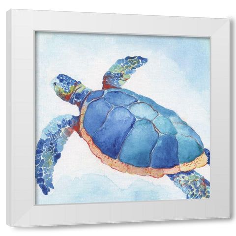 Galapagos Sea Turtle II White Modern Wood Framed Art Print by Tava Studios