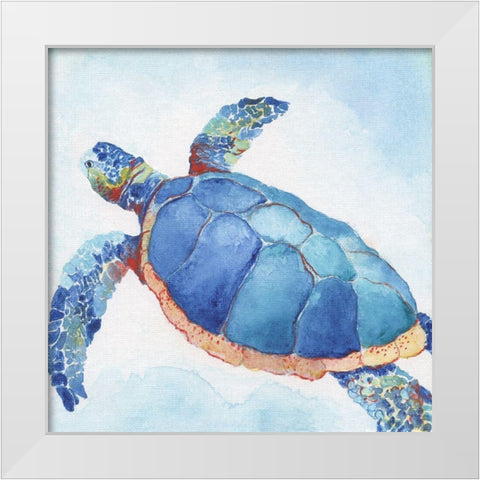 Galapagos Sea Turtle II White Modern Wood Framed Art Print by Tava Studios