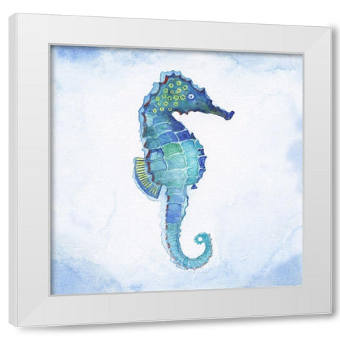 Galapagos Sea Horse White Modern Wood Framed Art Print by Tava Studios