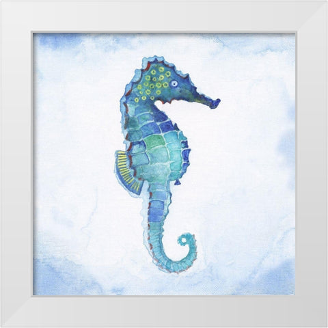 Galapagos Sea Horse White Modern Wood Framed Art Print by Tava Studios