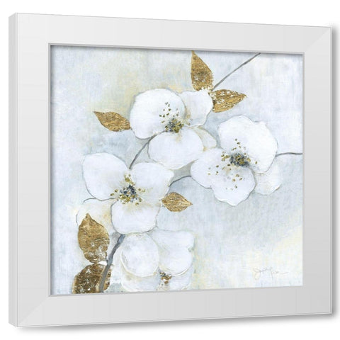 Blossoms in Mist White Modern Wood Framed Art Print by Tava Studios