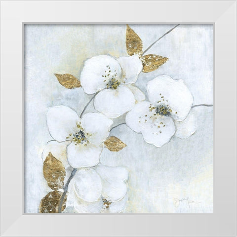 Blossoms in Mist White Modern Wood Framed Art Print by Tava Studios