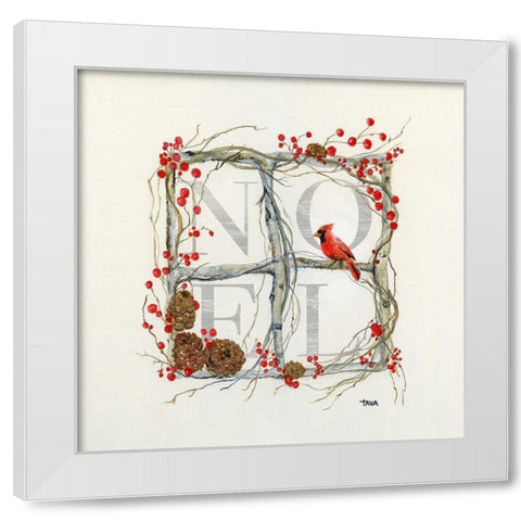 Noel Cardinal Wreath White Modern Wood Framed Art Print by Tava Studios