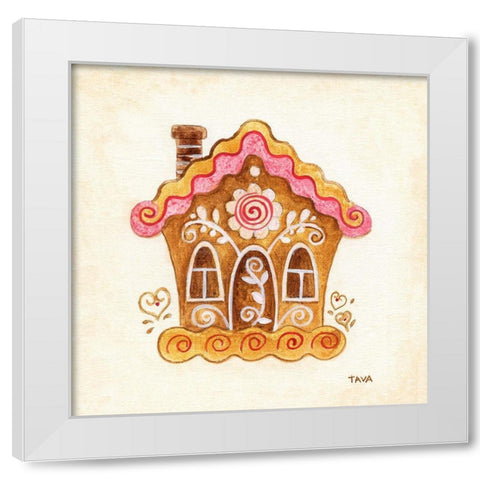 Gingerbread House II White Modern Wood Framed Art Print by Tava Studios