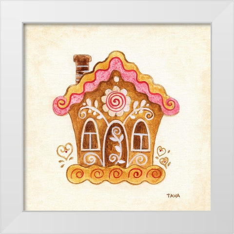 Gingerbread House II White Modern Wood Framed Art Print by Tava Studios