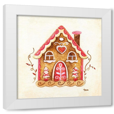 Gingerbread House III White Modern Wood Framed Art Print by Tava Studios