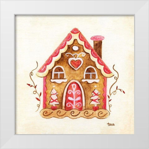 Gingerbread House III White Modern Wood Framed Art Print by Tava Studios