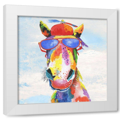 Groovy Horse and Sky White Modern Wood Framed Art Print by Tava Studios