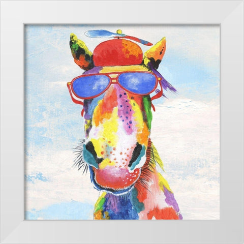 Groovy Horse and Sky White Modern Wood Framed Art Print by Tava Studios