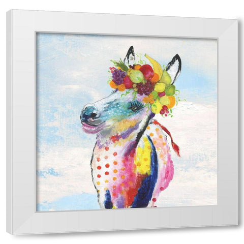 Groovy Horse with Wreath Sky White Modern Wood Framed Art Print by Tava Studios