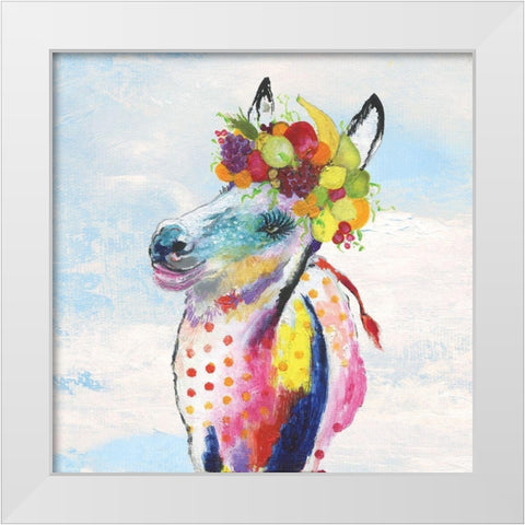 Groovy Horse with Wreath Sky White Modern Wood Framed Art Print by Tava Studios