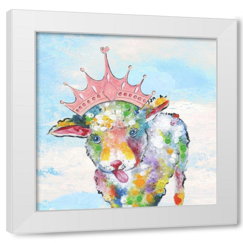 Groovy Sheep and Sky White Modern Wood Framed Art Print by Tava Studios