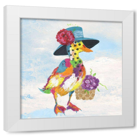 Groovy Duck and Sky White Modern Wood Framed Art Print by Tava Studios