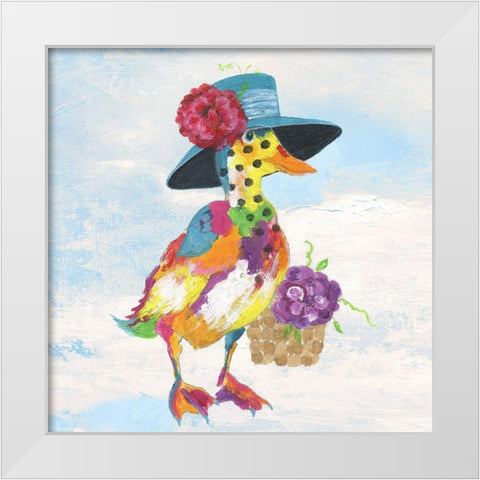 Groovy Duck and Sky White Modern Wood Framed Art Print by Tava Studios