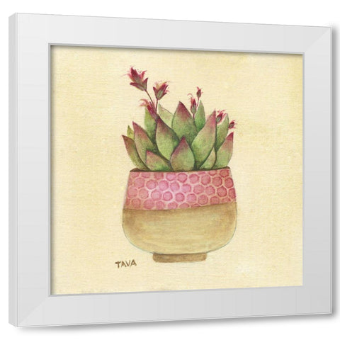 Flowering Succulent I White Modern Wood Framed Art Print by Tava Studios