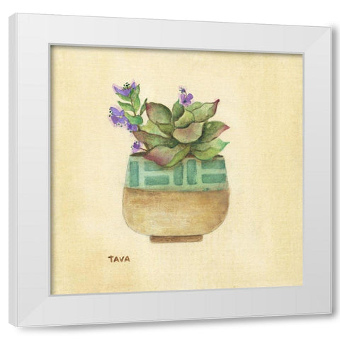 Flowering Succulent II White Modern Wood Framed Art Print by Tava Studios