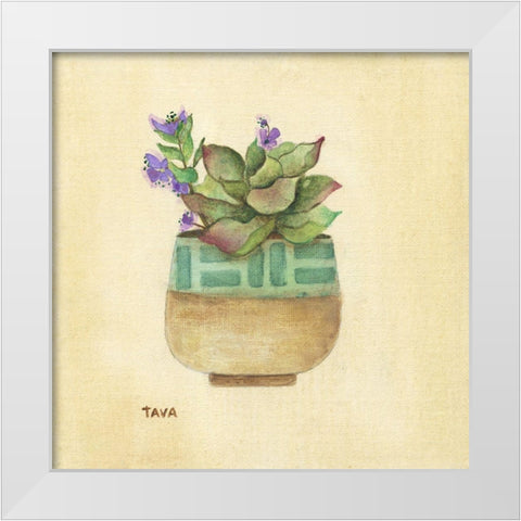 Flowering Succulent II White Modern Wood Framed Art Print by Tava Studios