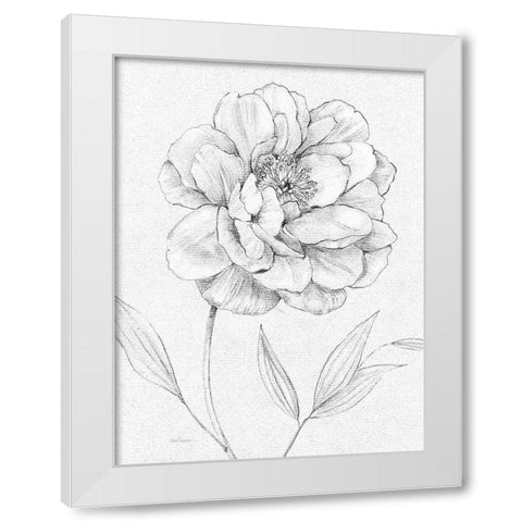 Peony Sketch White Modern Wood Framed Art Print by Robinson, Carol
