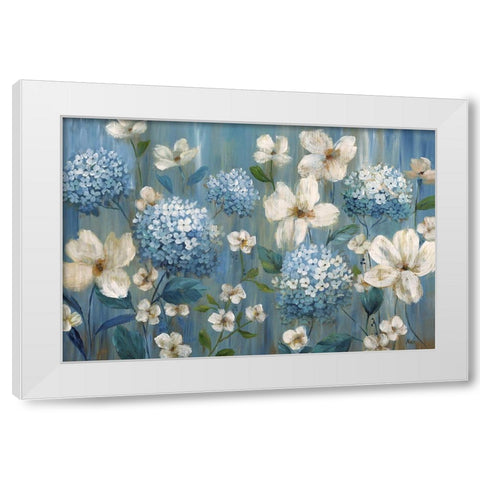 Very Berry Blues White Modern Wood Framed Art Print by Nan