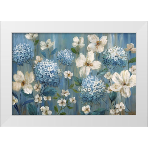 Very Berry Blues White Modern Wood Framed Art Print by Nan