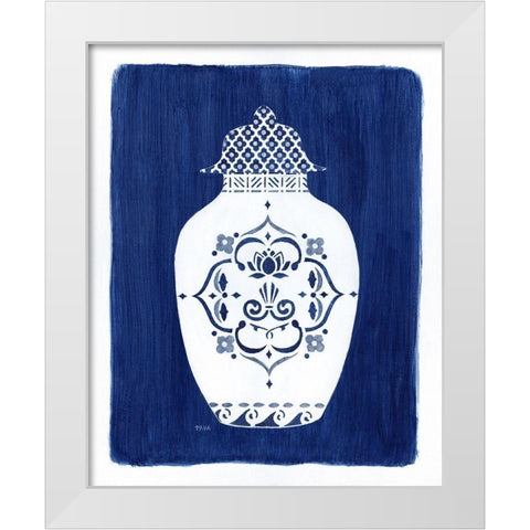 Sapphire Urn I White Modern Wood Framed Art Print by Tava Studios