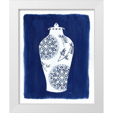 Sapphire Urn II White Modern Wood Framed Art Print by Tava Studios