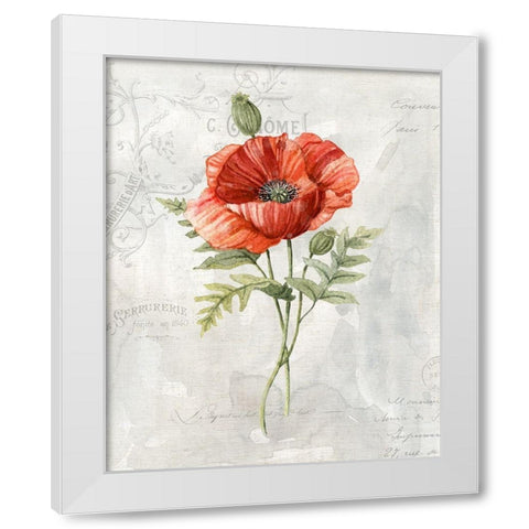 Linen Poppy White Modern Wood Framed Art Print by Robinson, Carol