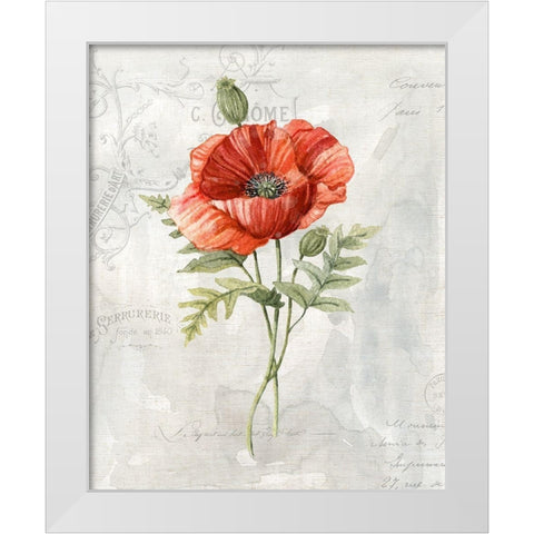 Linen Poppy White Modern Wood Framed Art Print by Robinson, Carol